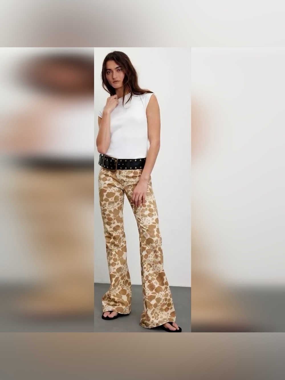 We The Free Penny Pull On Mid Rise Flare Leg Animal Print Pants Rockstar Boho